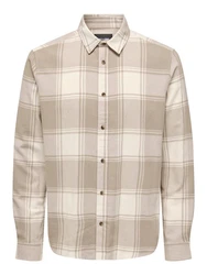 ONLY & SONS Langarmhemd Freizeit Karohemd Holzfäller (4628) Beige (4628)