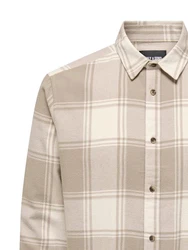 ONLY & SONS Langarmhemd Freizeit Karohemd Holzfäller (4628) Beige (4628)
