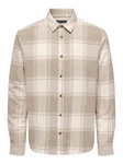 ONLY & SONS Langarmhemd Freizeit Karohemd Holzfäller (4628) Beige (4628)
