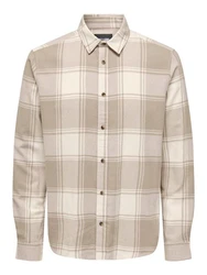 ONLY & SONS Langarmhemd Freizeit Karohemd Holzfäller (4628) Beige (4628)