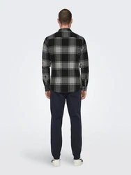 ONLY & SONS Langarmhemd Freizeit Karohemd Holzfäller (4628) Schwarz/Dunkelgrau (4628)