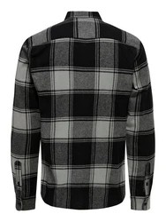 ONLY & SONS Langarmhemd Freizeit Karohemd Holzfäller (4628) Schwarz/Dunkelgrau (4628)