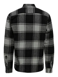 Langarmhemd Freizeit Karohemd Holzfller Kariertes Flanellhemd (1-tlg) 4628 in Schwarz-Dunkelgrau