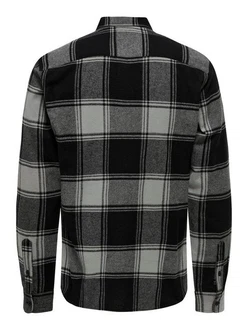 ONLY & SONS Langarmhemd Freizeit Karohemd Holzfäller (4628) Schwarz/Dunkelgrau (4628)