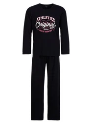 Henry Terre Schlafanzug Pyjama Set Athletics Original Dunkelblau/Lila