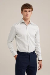 WE Fashion Businesshemd Weiß/Khaki/Grau