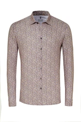 DESOTO Langarmhemd Slim-Fit Hemd Lila/Beige/Rot/Braun/Rosa