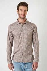 DESOTO Langarmhemd Slim-Fit Hemd Lila/Beige/Rot/Braun/Rosa