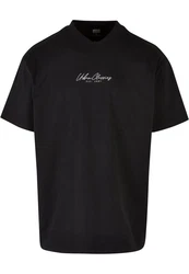 URBAN CLASSICS Herren Oversized Mid Embroidery Tee Schwarz/Braun/Rot