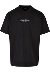 URBAN CLASSICS Herren Oversized Mid Embroidery Tee Schwarz/Braun/Rot