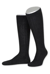 Lusana Trachtensocken Trachten Kniestrümpfe L4910 lodengrün/schwarz/stahlblau (L4910)