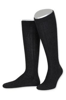 Lusana Trachtensocken Trachten Kniestrümpfe L4910 lodengrün/schwarz/stahlblau (L4910)