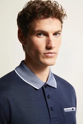 bugatti Poloshirt mit Kontraststreifen Dunkelblau/Blau