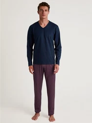 CALIDA Pyjama Special Herren Dunkelblau/Lila/Fliederfarben