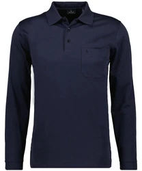 RAGMAN Langarm-Poloshirt Dunkelblau/Blau