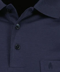 RAGMAN Langarm-Poloshirt Dunkelblau/Blau