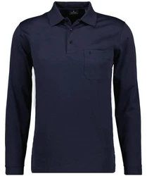 RAGMAN Langarm-Poloshirt Dunkelblau/Blau