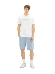 TOM TAILOR DENIM T-Shirt mit Logo-Print Weiß/Lila/Creme