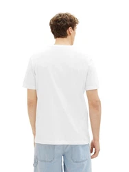 TOM TAILOR DENIM T-Shirt mit Logo-Print Weiß/Lila/Creme