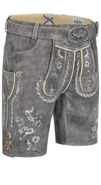 Nbler Trachtenlederhose Lederhose kurz Norbert in Grau von Nbler