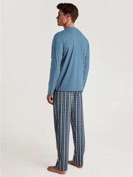 CALIDA Pyjama Special Herren Hellblau/Blau/Grau