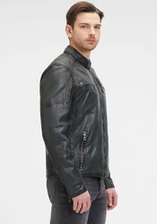 Mauritius Lederjacke GMRayco Grau/Dunkelgrau/Dunkelgrün/Schwarz