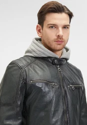 Mauritius Lederjacke GMRayco Grau/Dunkelgrau/Dunkelgrün/Schwarz