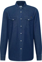 MUSTANG Langarmhemd Style Duver Jeansoptik Dunkelblau/Blau/Hellblau