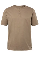 JP1880 T-Shirt Henley Basic Knopfleiste Khaki/Braun