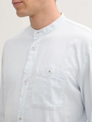 TOM TAILOR DENIM Hemd Langarmhemd Weiß/Grau/Hellblau