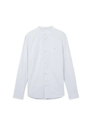 TOM TAILOR DENIM Hemd Langarmhemd Weiß/Grau/Hellblau