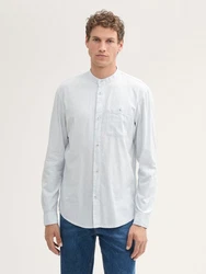 TOM TAILOR DENIM Hemd Langarmhemd Weiß/Grau/Hellblau