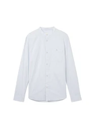 TOM TAILOR DENIM Hemd Langarmhemd Weiß/Grau/Hellblau