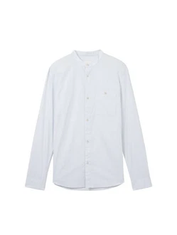 TOM TAILOR DENIM Hemd Langarmhemd Weiß/Grau/Hellblau