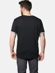 Charles Colby T-Shirt EARL EWAN mit V-Ausschnitt Türkis/Blau/Schwarz