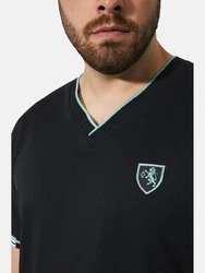 Charles Colby T-Shirt EARL EWAN mit V-Ausschnitt Türkis/Blau/Schwarz