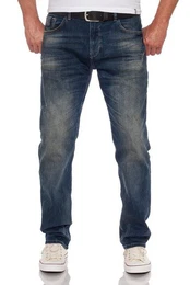 Straight-Jeans M.O.D Ricardo Slim Abbaretz Blue dezenter Used Look
