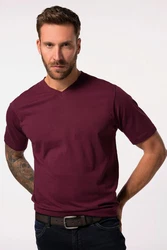 JP1880 T-Shirt Basic V-Ausschnitt Dunkelrot