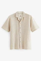 Next Kurzarmhemd Jersey-Hemd Beige/Khaki/Weiß/Braun/Rot