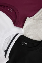 Next Bandeau-Bikini-Top T-Shirts (4er-Pack) Bordeaux/Dunkelrot/Weiß