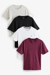 Next Bandeau-Bikini-Top T-Shirts (4er-Pack) Bordeaux/Dunkelrot/Weiß