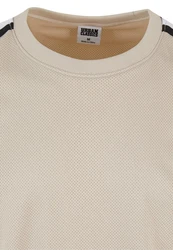 URBAN CLASSICS T-Shirt Oversized Stripes Mesh Tee Khaki/Beige/Dunkelblau
