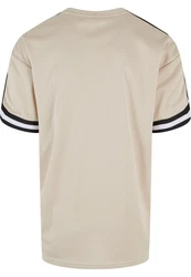 URBAN CLASSICS T-Shirt Oversized Stripes Mesh Tee Khaki/Beige/Dunkelblau