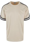 URBAN CLASSICS T-Shirt Oversized Stripes Mesh Tee Khaki/Beige/Dunkelblau
