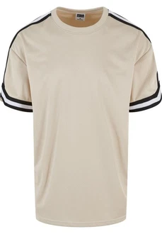 URBAN CLASSICS T-Shirt Oversized Stripes Mesh Tee Khaki/Beige/Dunkelblau