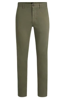 BOSS ORANGE Chinos Chino Slim Dunkelgrün/Khaki