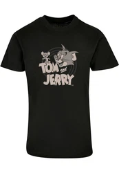 ABSOLUTE CULT Herren Tom and Jerry Circle T-Shirt Schwarz/Rot/Weiß/Dunkelgrün/Hellblau/Grau