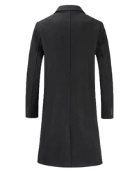 Allthemen Wollmantel Herren Knielang Zweireihig Slim Fit 