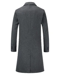 Allthemen Wollmantel Herren Knielang Zweireihig Slim Fit 
