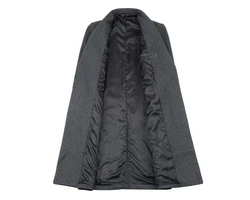 Allthemen Wollmantel Herren Knielang Zweireihig Slim Fit 